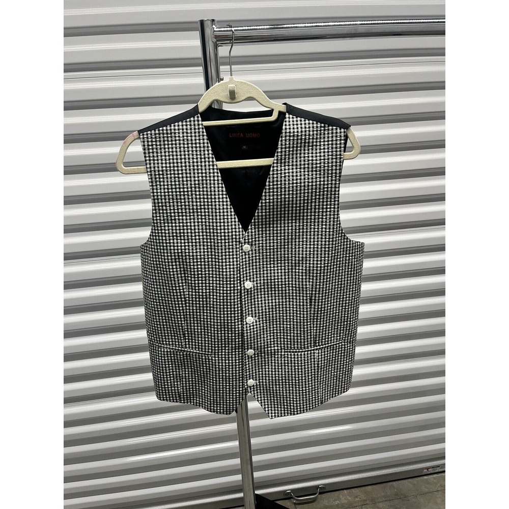 Vintage 90s Linea Uomo Black White Checkered Vest Size Medium